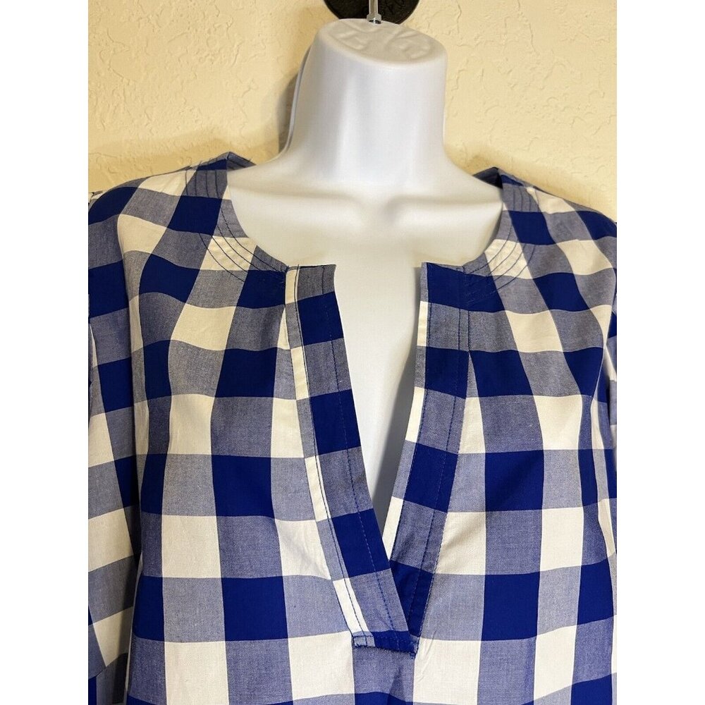 Tyler Boe Size XL Jenny Top Pleated Puff Sleeve Blue Gingham Plaid Cottagecore - Picture 4 of 14
